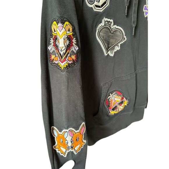 Psycho Bunny X Daddy Yankee Rare Collab Black Patchwork Sweatshirt Size XXS - Picture 3 of 12